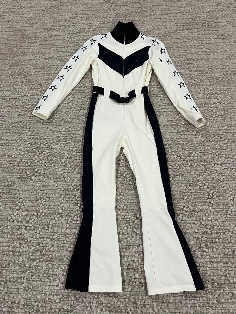 Perfect Moment Ryder Belted Ski Suit/Ryder One Piece in White/Black